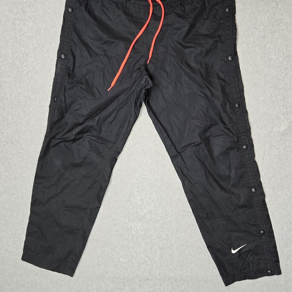 VINTAGE Nike Women Activewear Pants XL Black Track Tearaway Snap Y2K